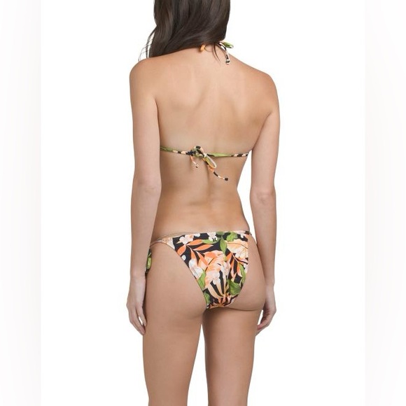 NWT Hurley black tropical floral triangle halter top tie side bikini set Large - Picture 11 of 11